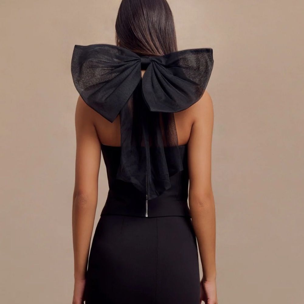 Meshki Black Halter Top with Bow Detail - Picture 5 of 5
